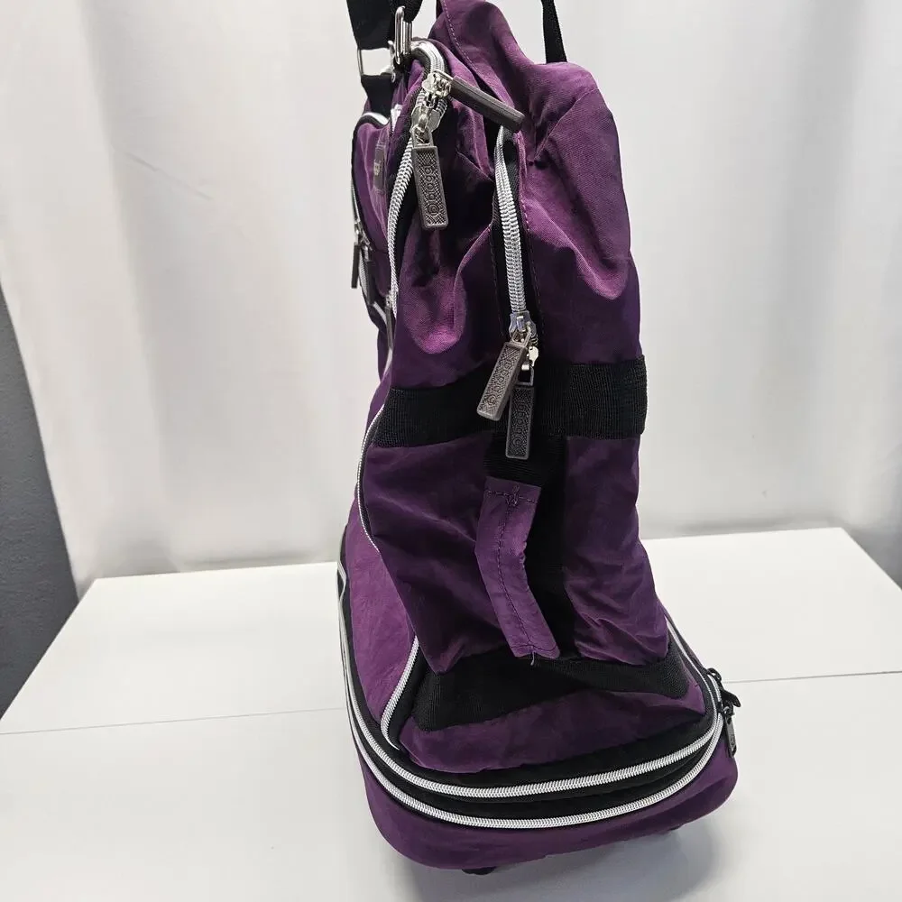 Biaggi Zipsak Folding Expandable Luggage Carry-On Roll Spinner Purple Nylon